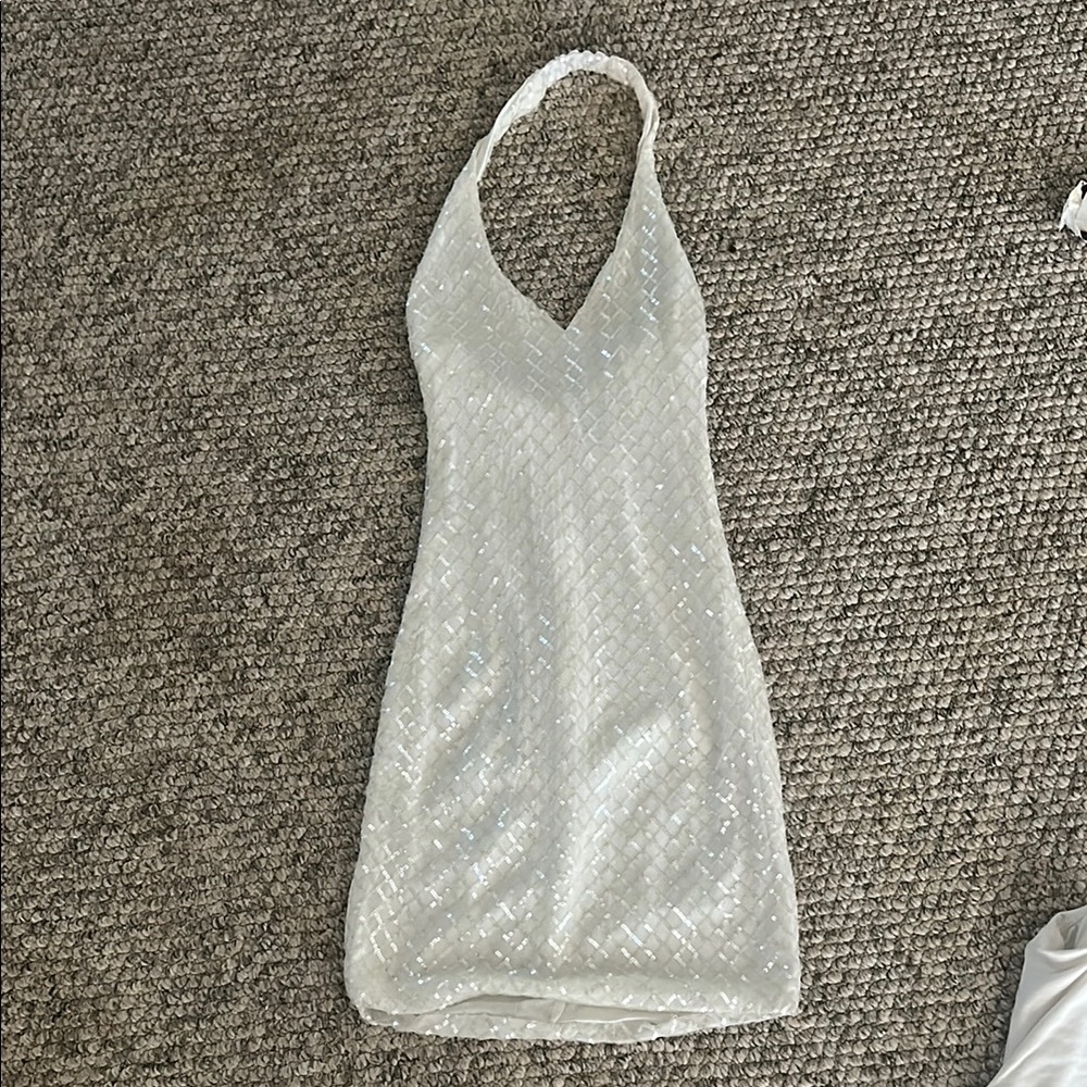 Windsor White Sequin Backless Dress